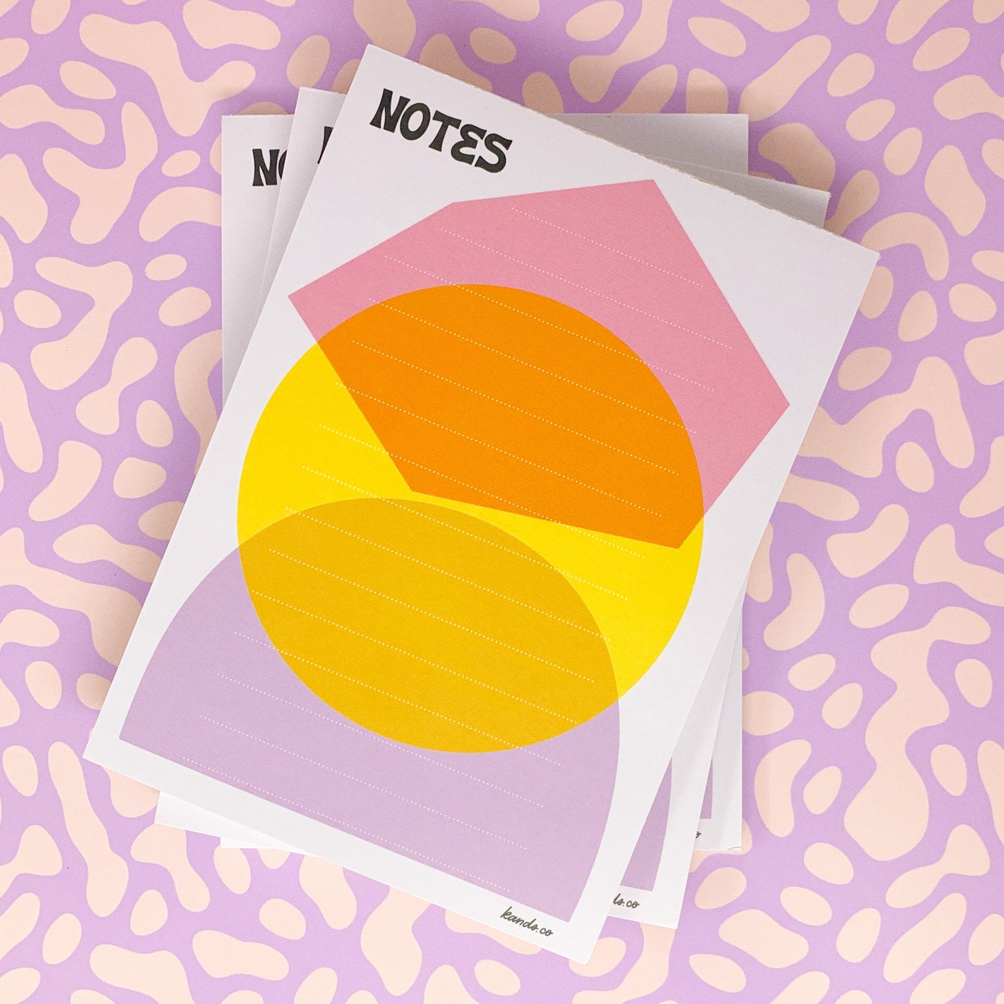 Close-up of Fun With Shapes notepad highlighting colorful pattern