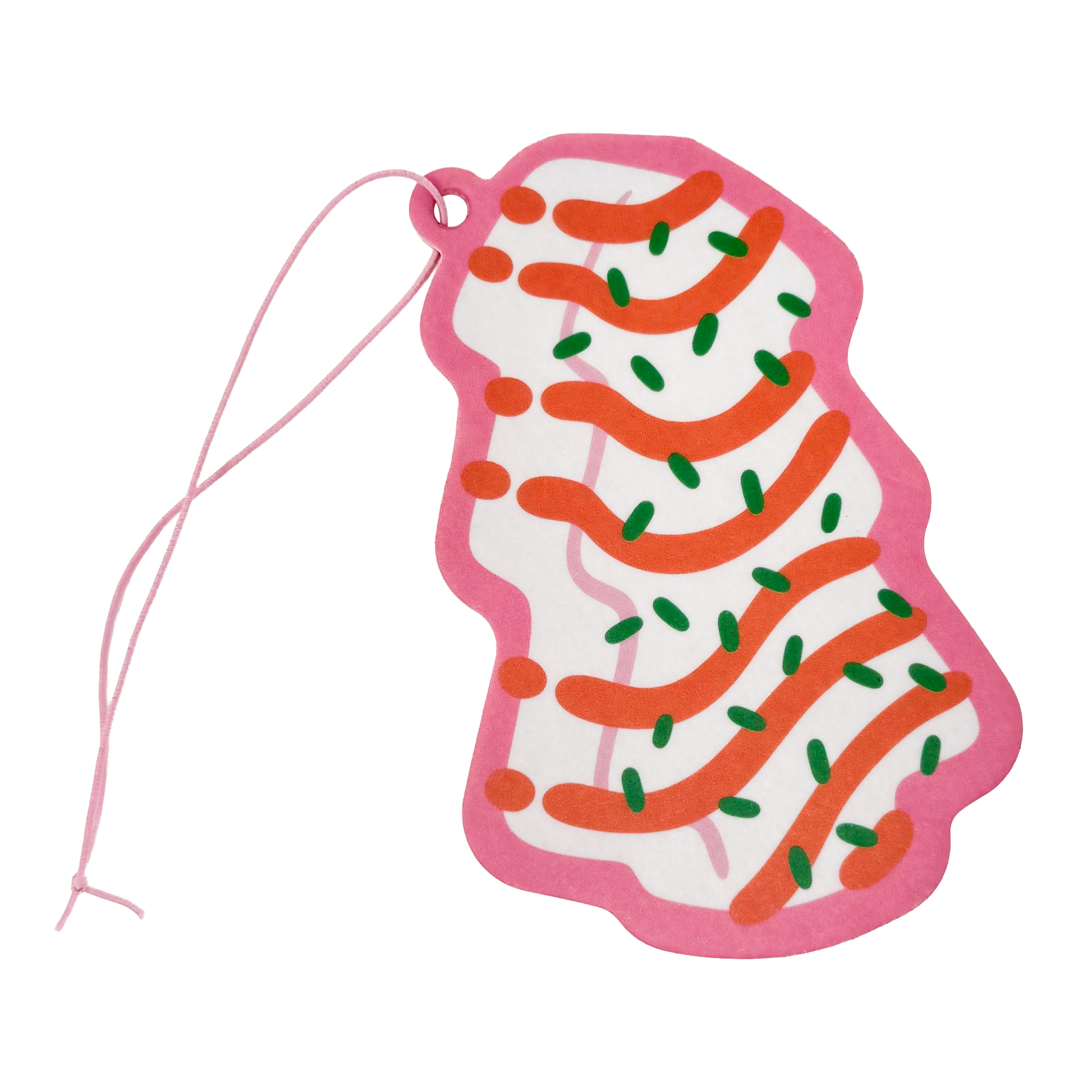 Christmas tree cake shaped air freshener with festive green and white design