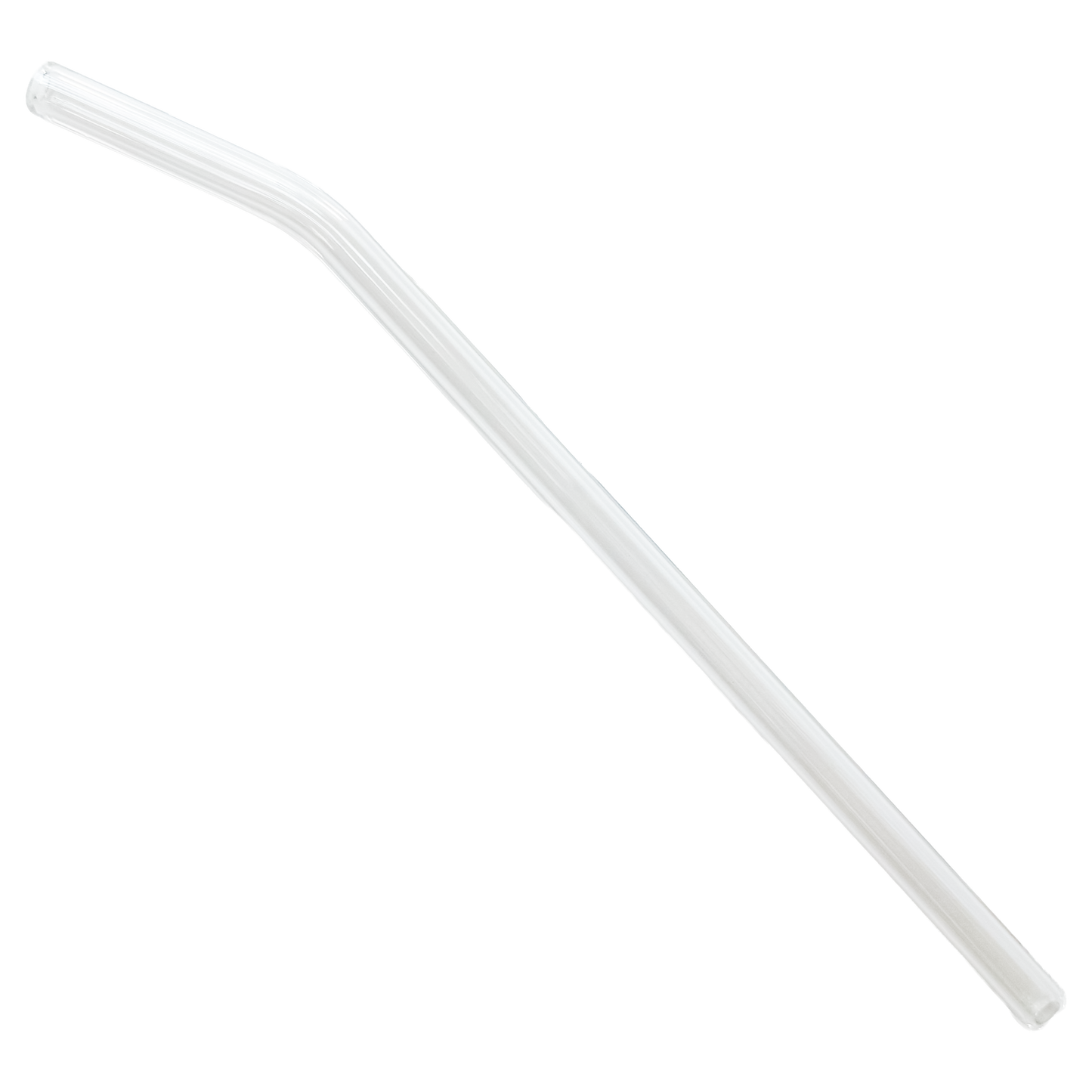 Bent glass drinking straw displayed against clean background