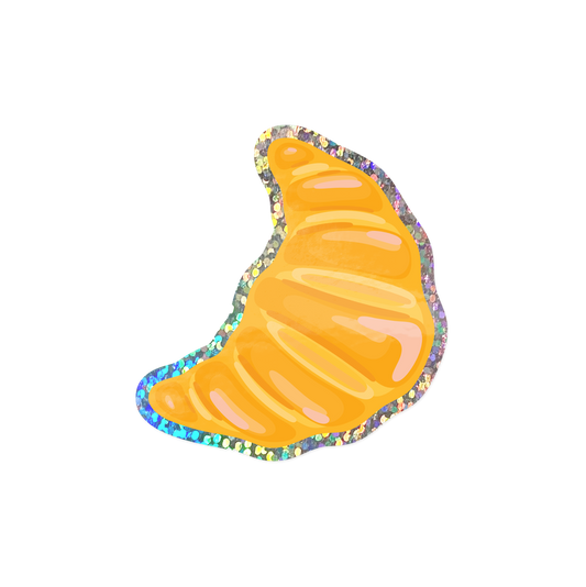 Sparkly French pastry sticker with glittery croissant design