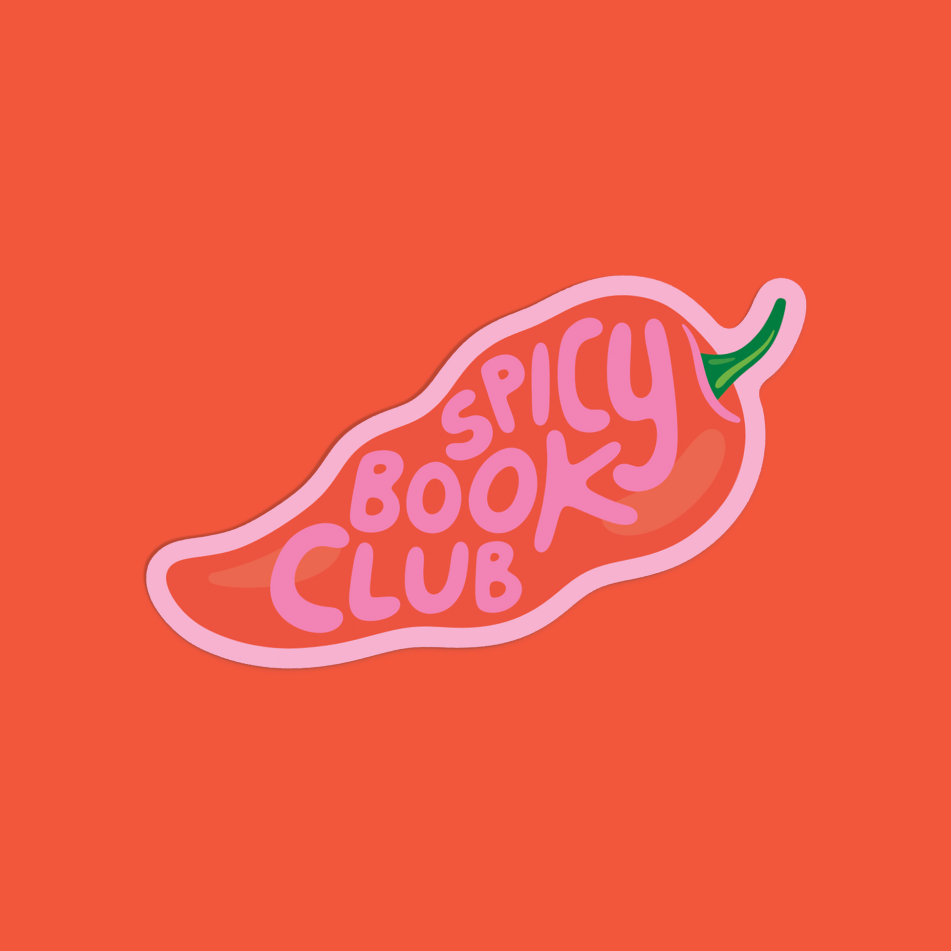 Single spicy book club sticker on red background