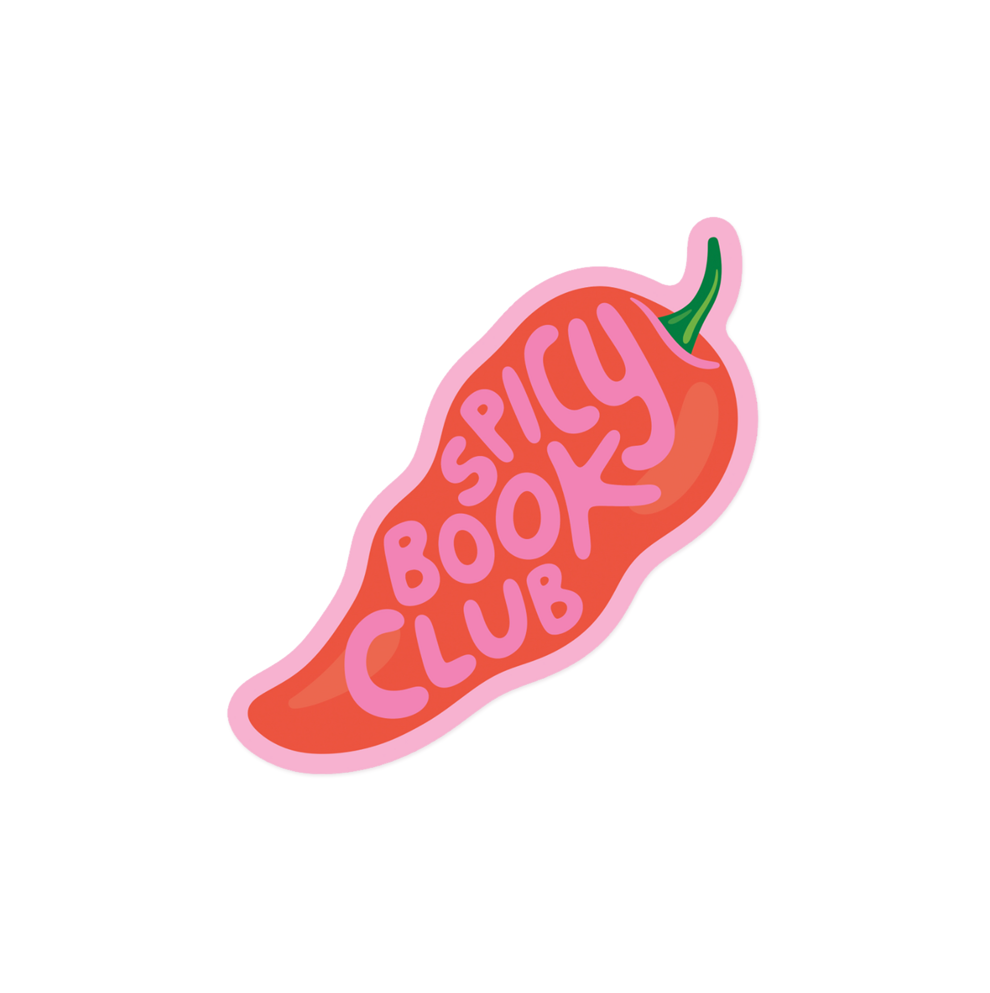 Book lover sticker with 'Spicy Book Club' hot pepper design