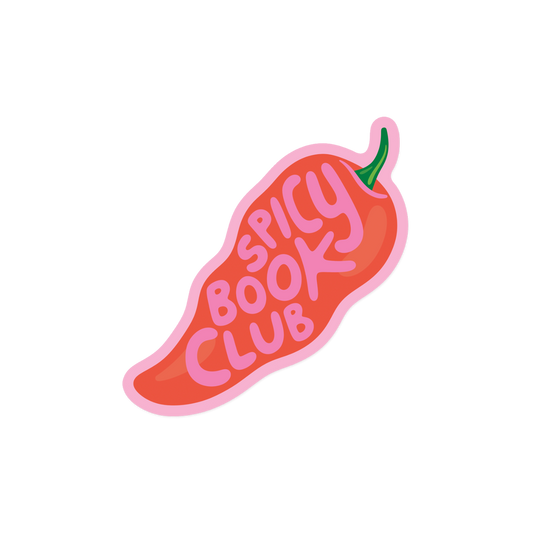 Book lover sticker with 'Spicy Book Club' hot pepper design