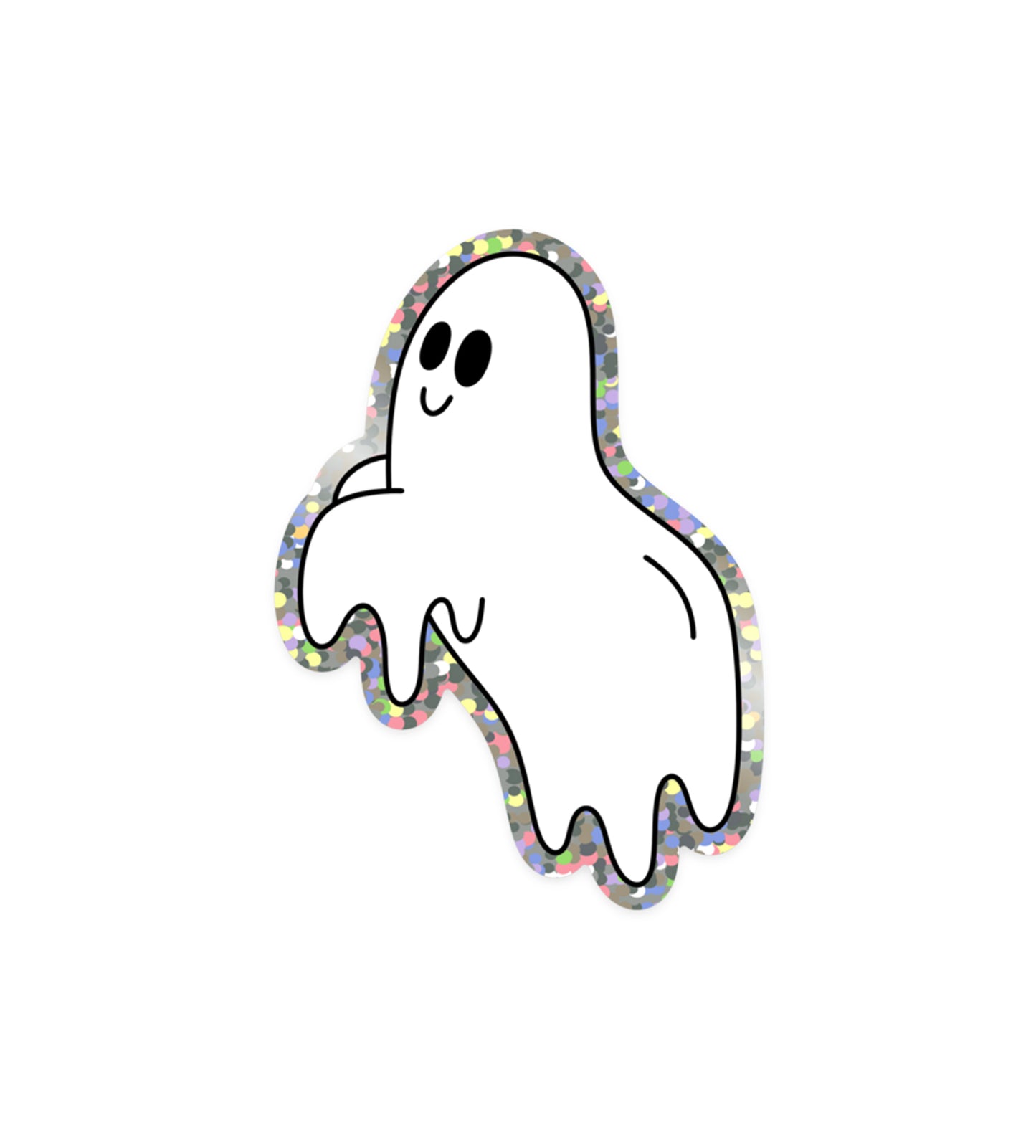 Halloween ghost sticker with 'Boo-ty' pun and spooky cute design