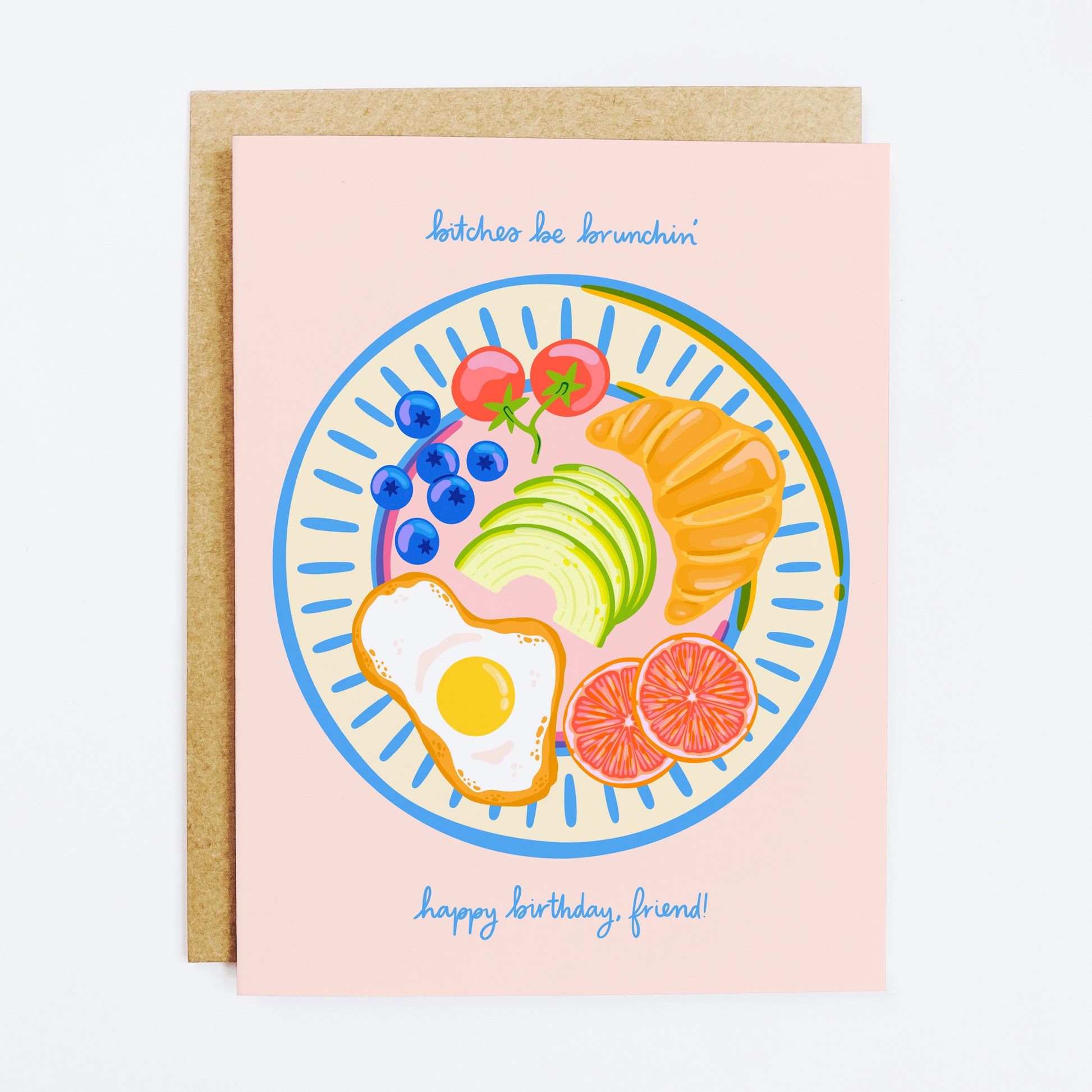 Food celebration card with 'Birthday Brunch' meal theme