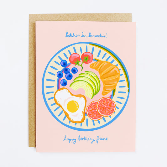 Food celebration card with 'Birthday Brunch' meal theme