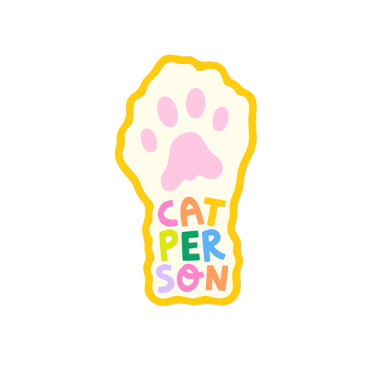 Pet lover sticker with 'Cat Person' feline enthusiast text