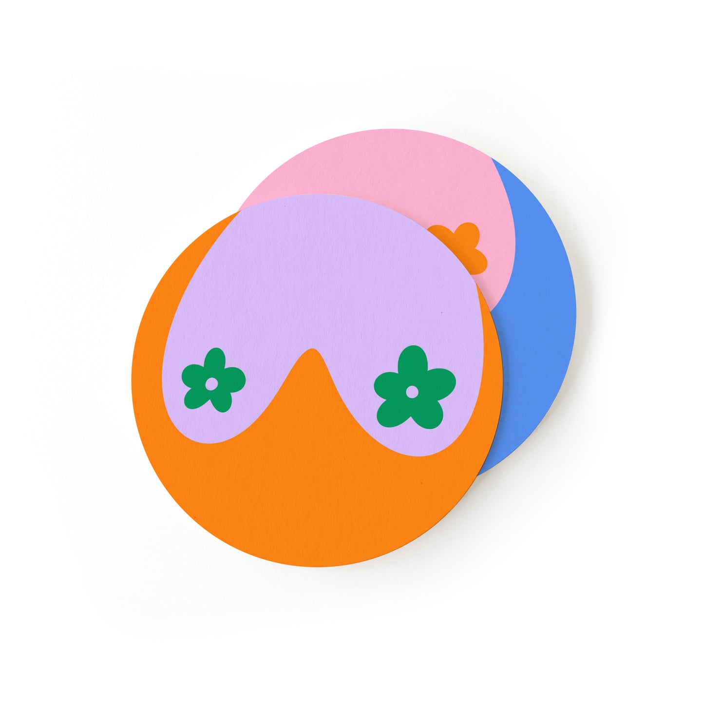 Daisy boob coasters in use showing functional home decor