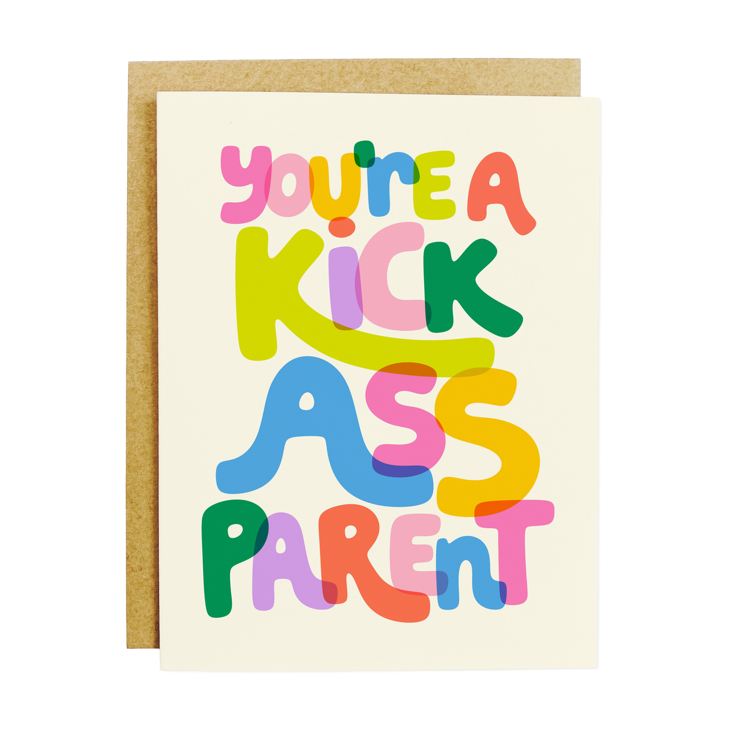 Parenting appreciation card with 'Kick Ass Parent' empowering text