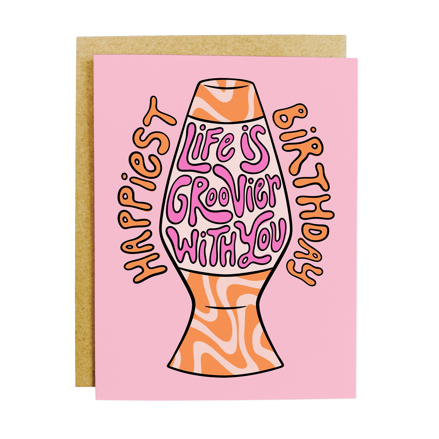 Lava Lamp Groovy Birthday Card - Retro 70s Birthday Greeting Card A2 Size