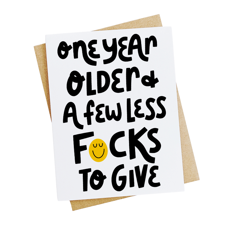 Less F*cks Birthday Greeting Card - Funny Adult Humor Card A2