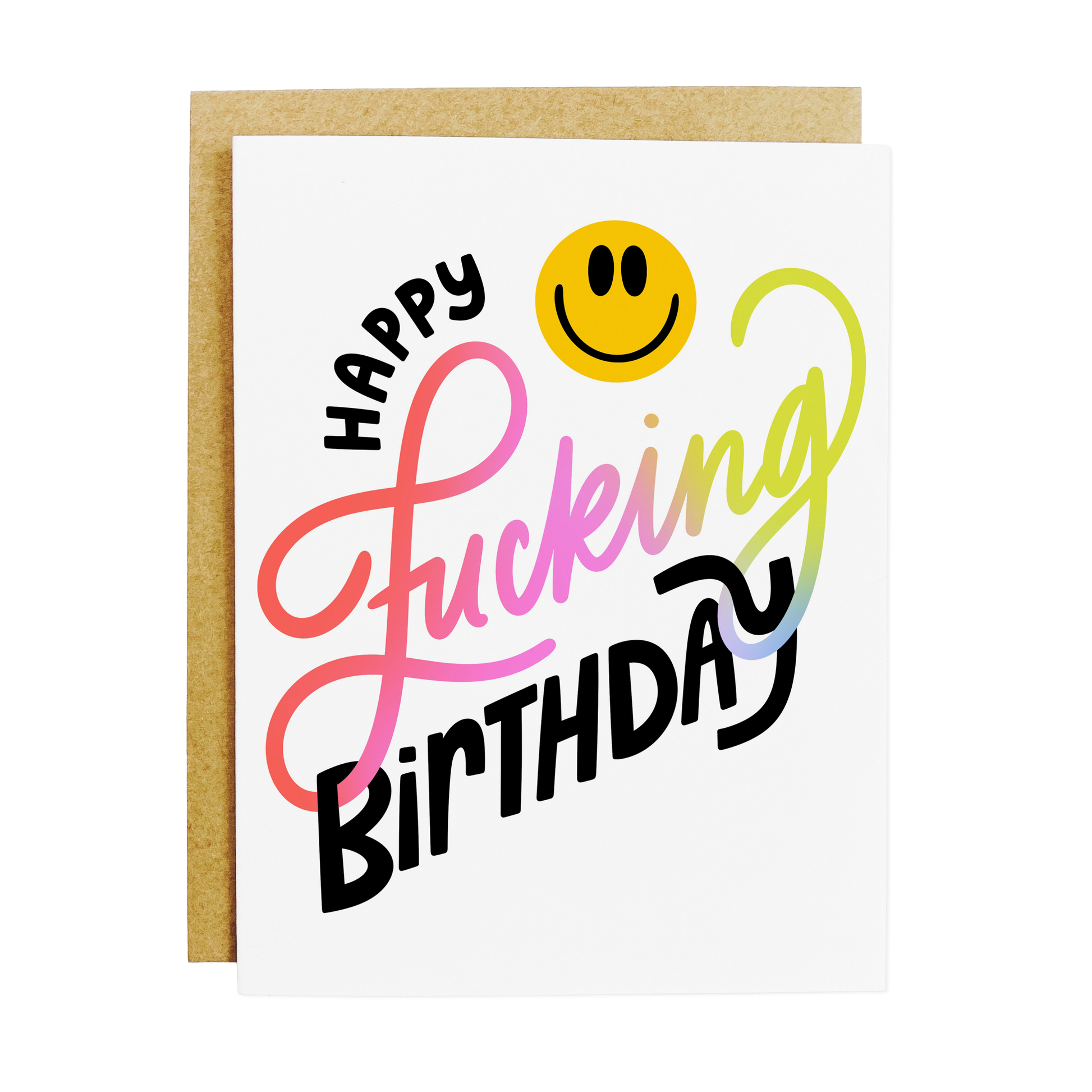 Bold birthday card with 'Happy Fucking Birthday' expletive celebration