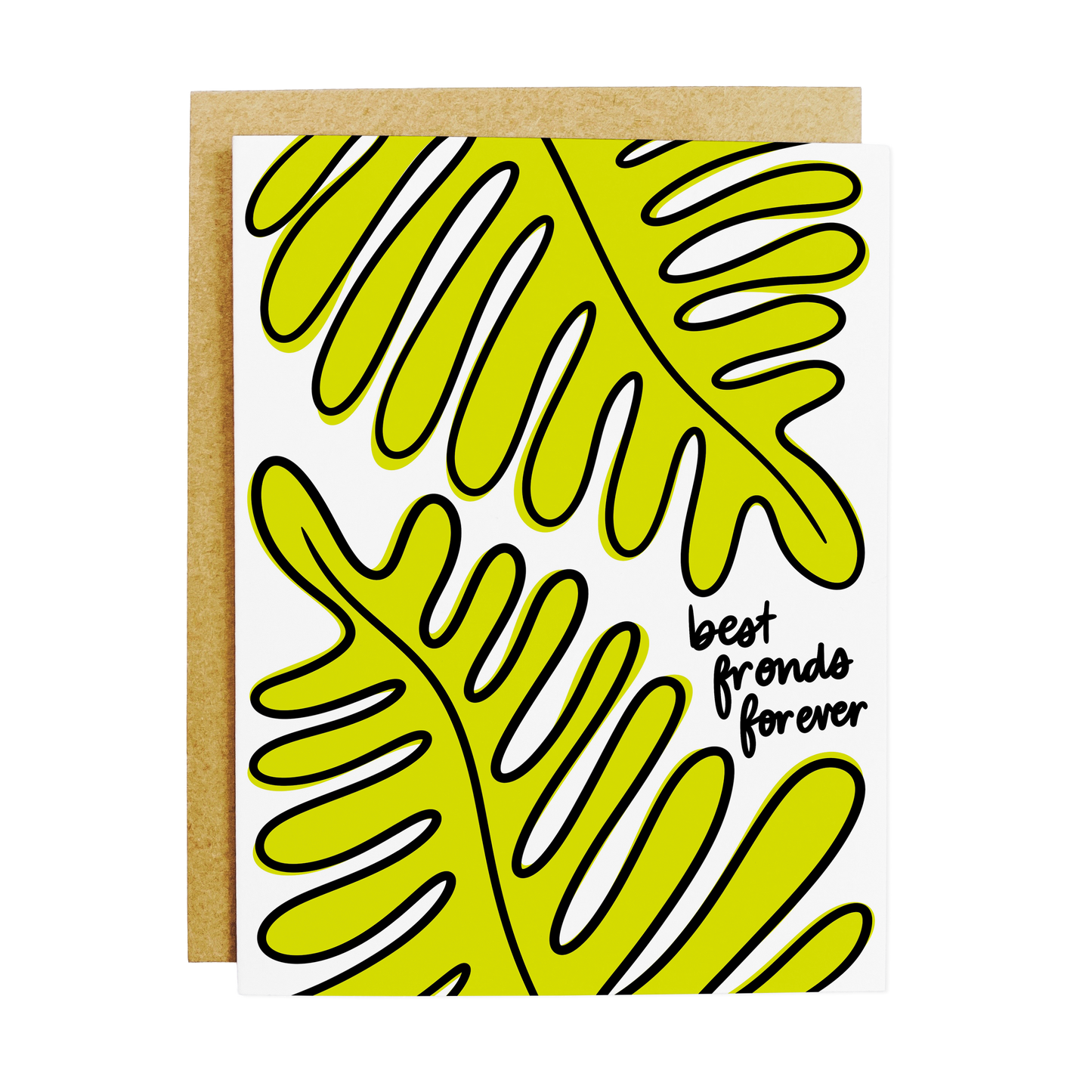 Plant pun friendship card with 'Best Fronds' and fern illustration