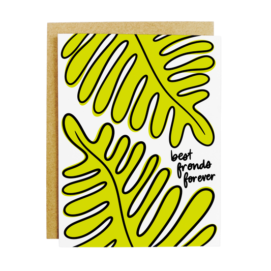 Plant pun friendship card with 'Best Fronds' and fern illustration