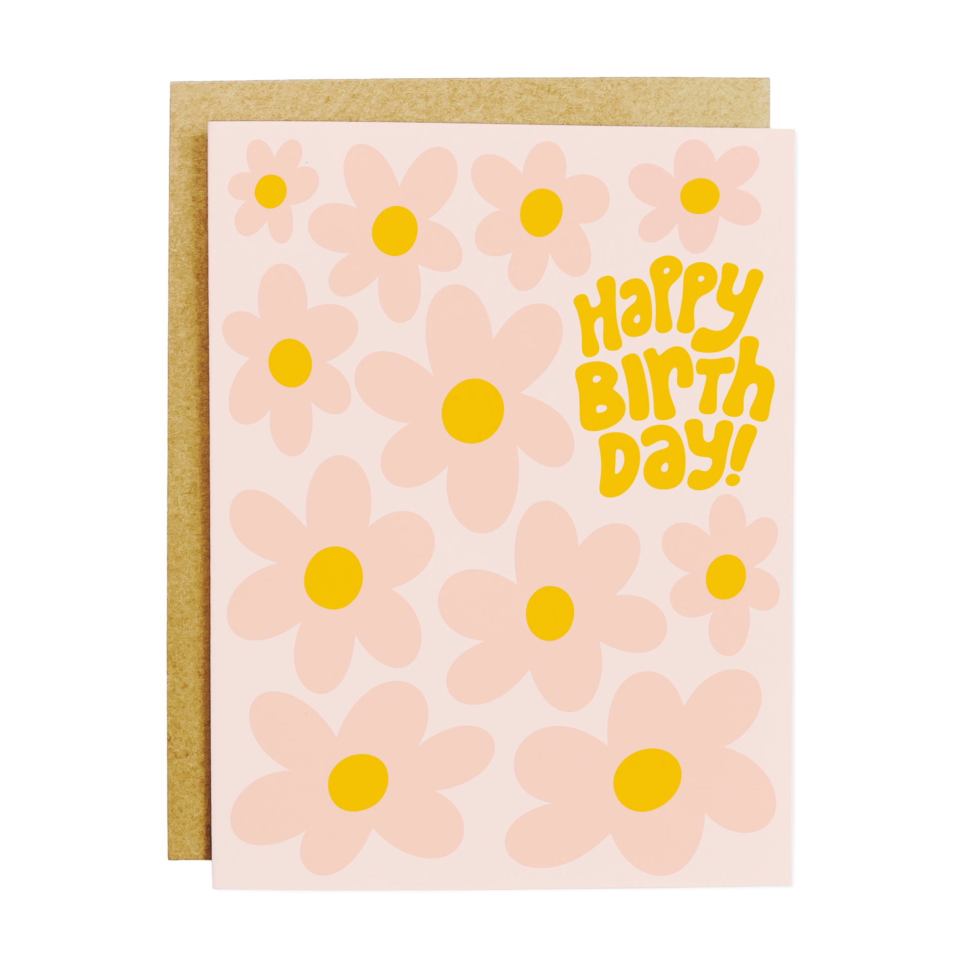 Birthday card with funky floral pattern and vibrant botanical design