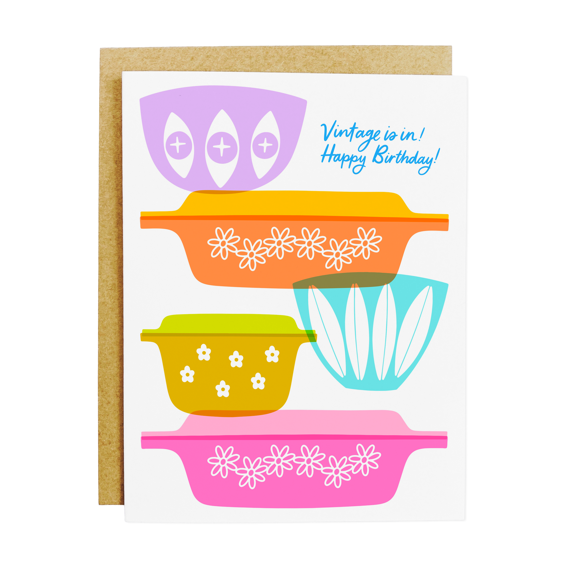 Birthday card with 'Vintage Is In' age-positive celebration message