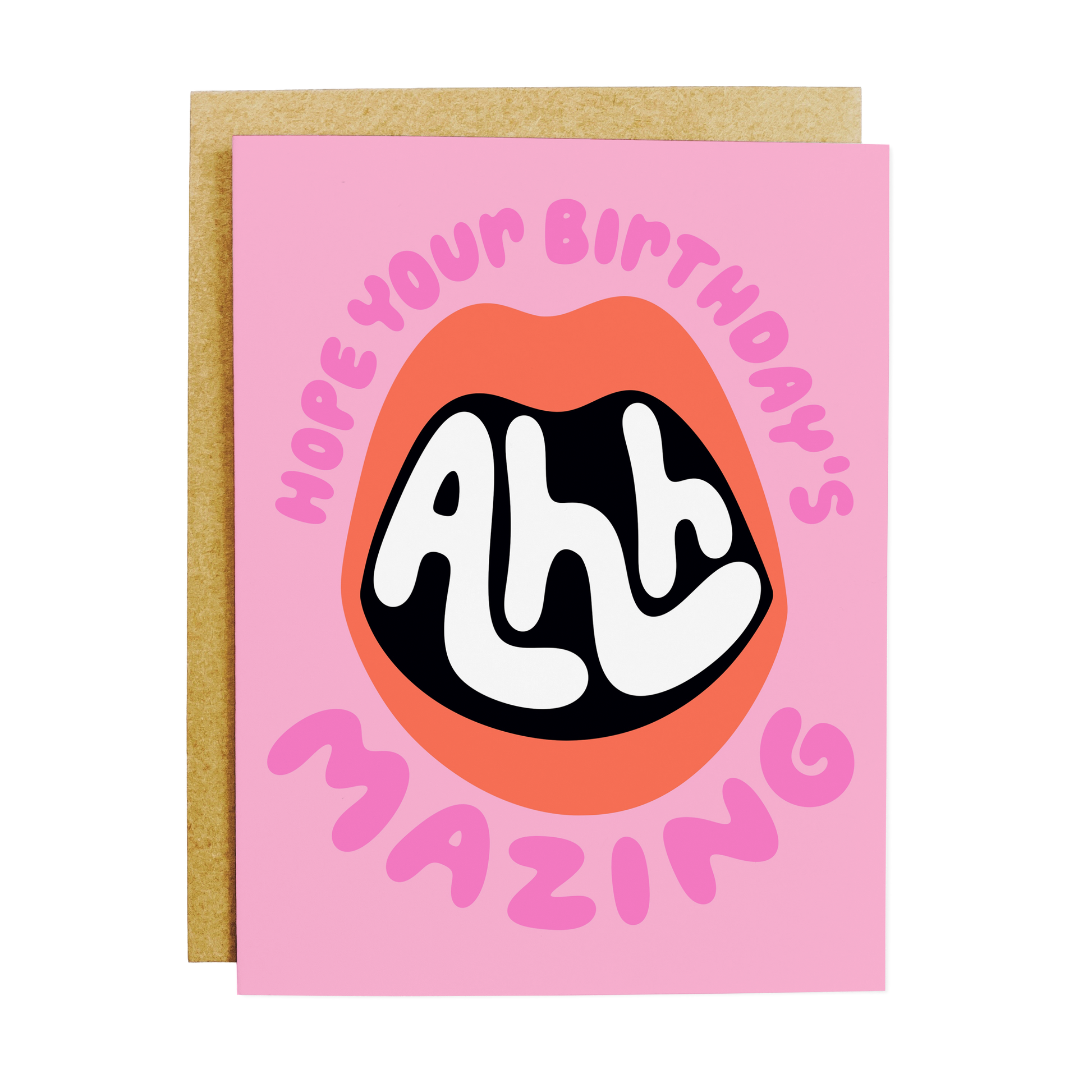 Birthday card with 'Amazing' compliment and celebratory design