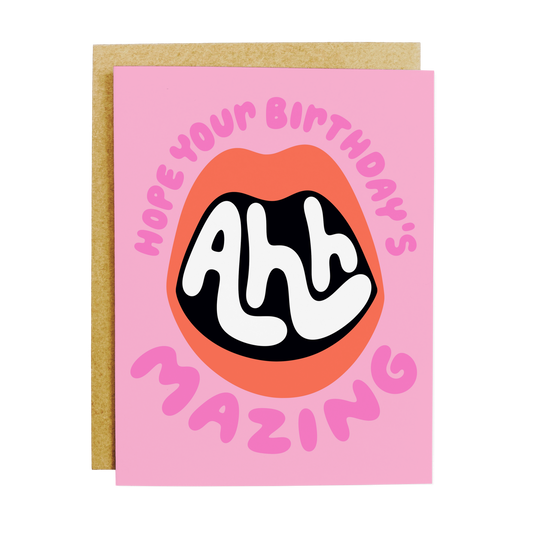 Birthday card with 'Amazing' compliment and celebratory design