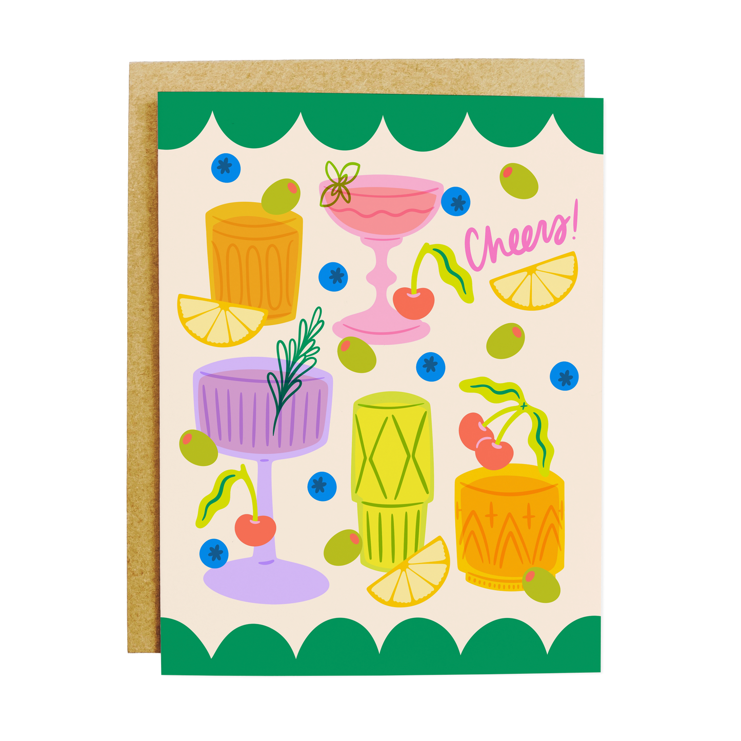 Retro celebration card with vintage cocktail cheers theme