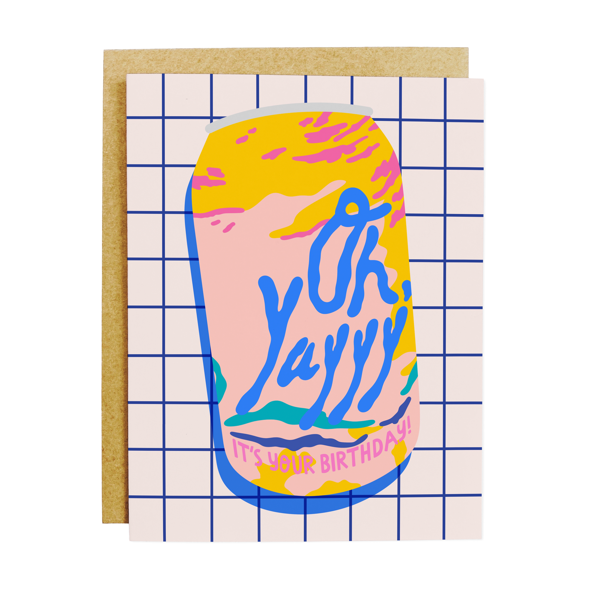 Birthday card with 'Oh Yay' la-croix seltzer water can