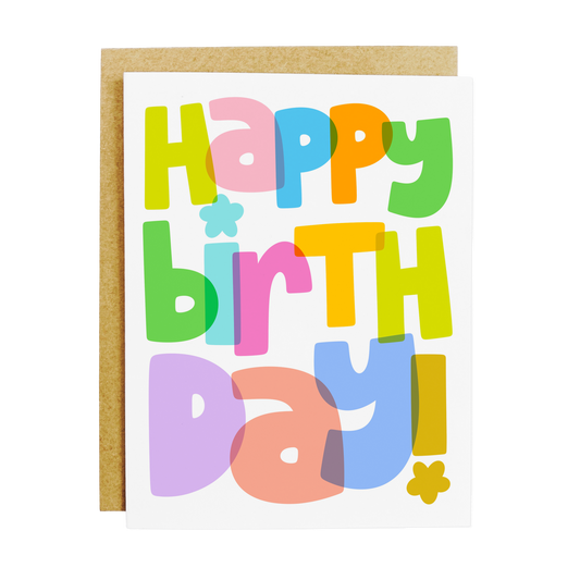 Colorful birthday card with rainbow design and vibrant celebration theme