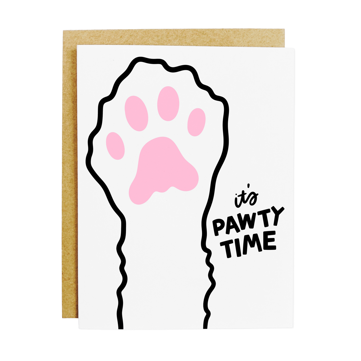 Pet birthday card with 'Paw-ty Time' and cute toe beans illustration