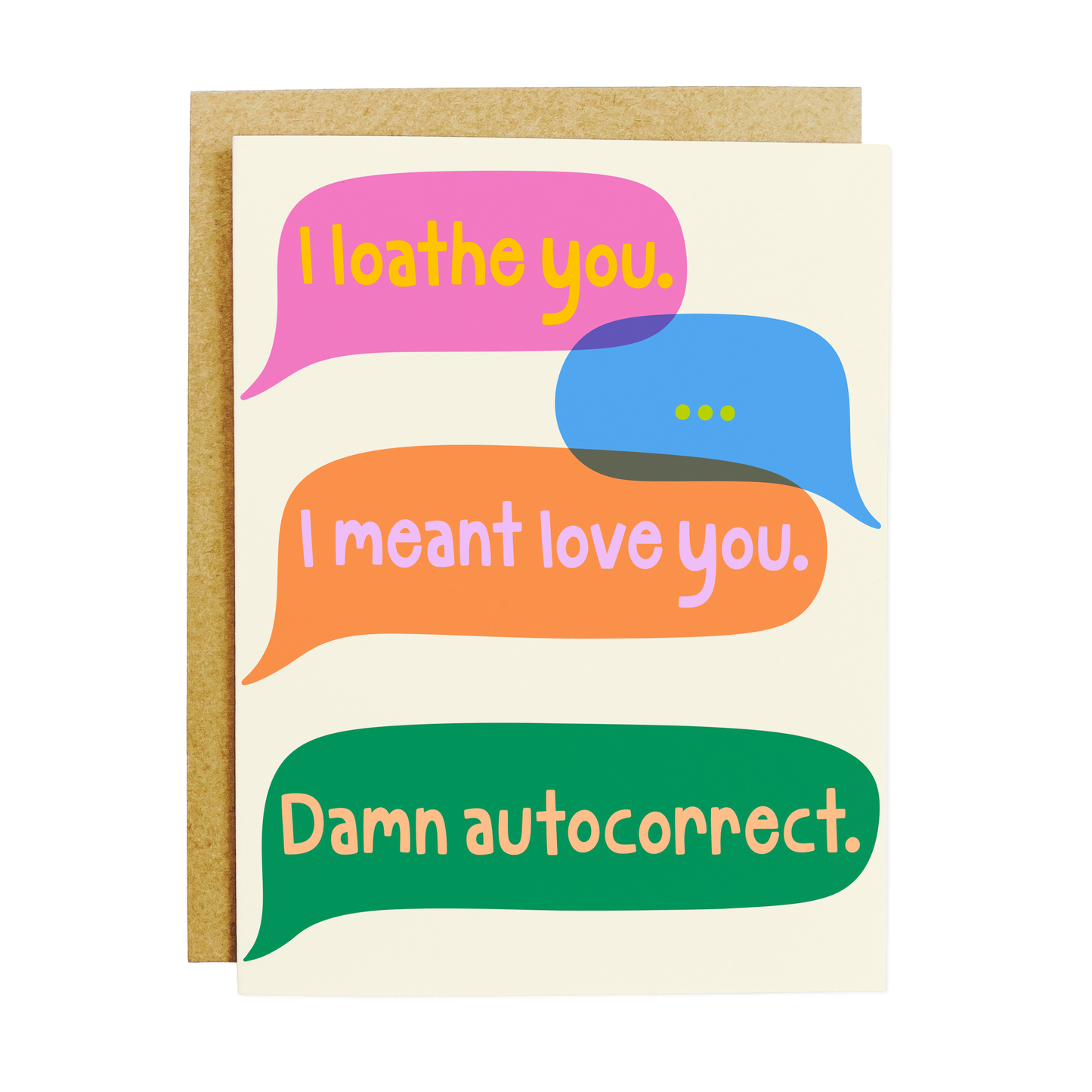 Technology humor card with 'Damn Autocorrect' texting frustration theme