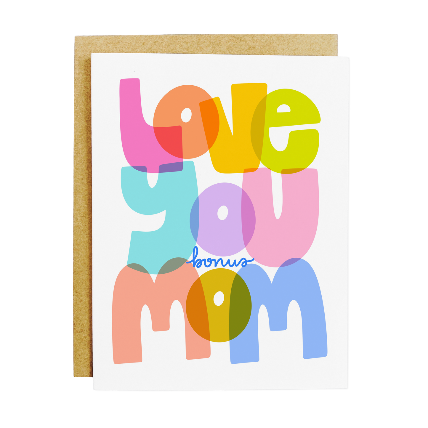 Stepmother appreciation card with 'Love You Bonus Mom' family message