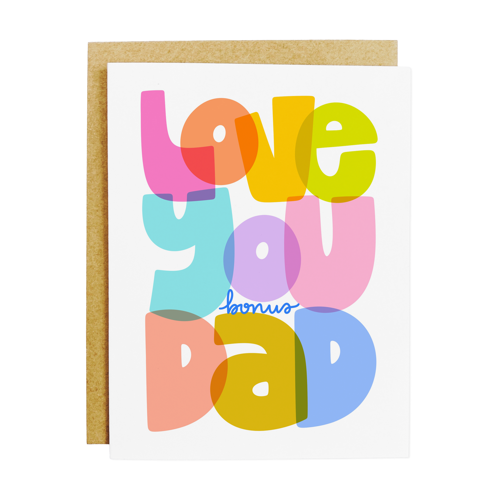 Stepfather appreciation card with 'Love You Bonus Dad' family message