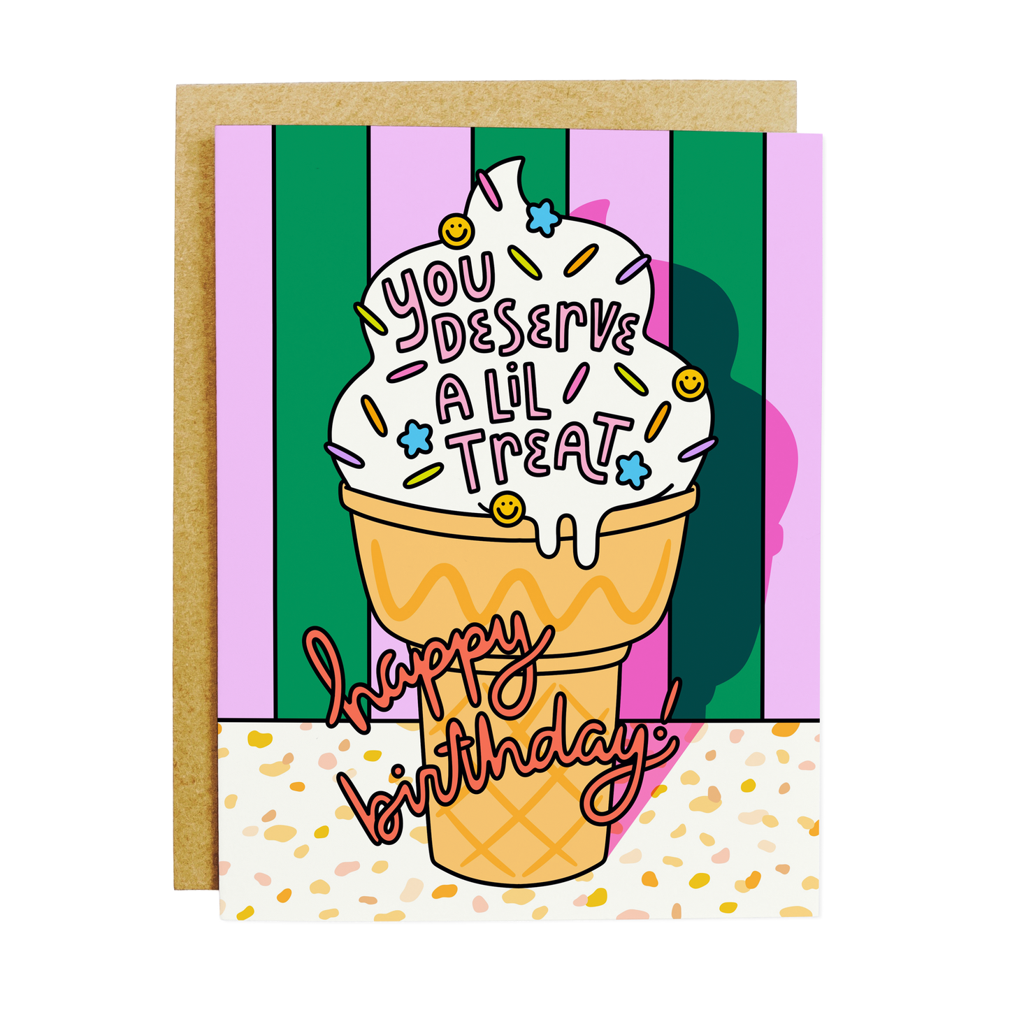 Sweet birthday card with 'Birthday Treat' dessert celebration theme