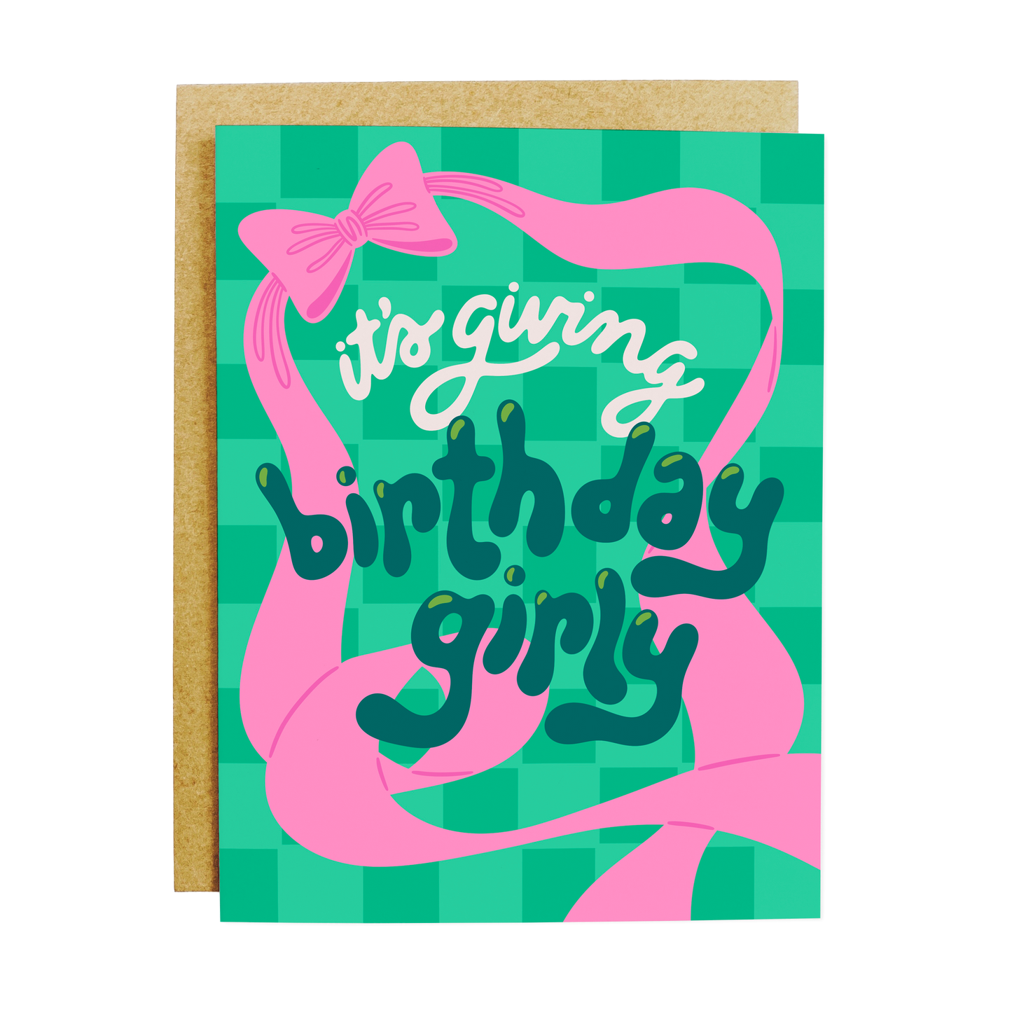 Pink birthday card with 'Birthday Girly' feminine celebration theme