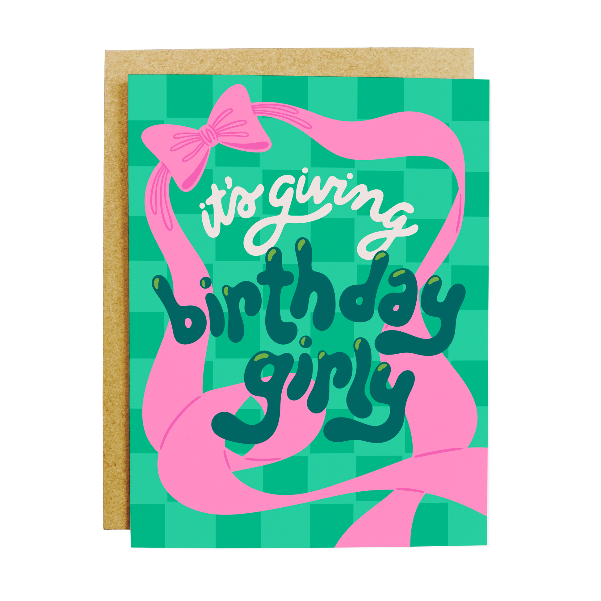 Pink birthday card with 'Birthday Girly' feminine celebration theme
