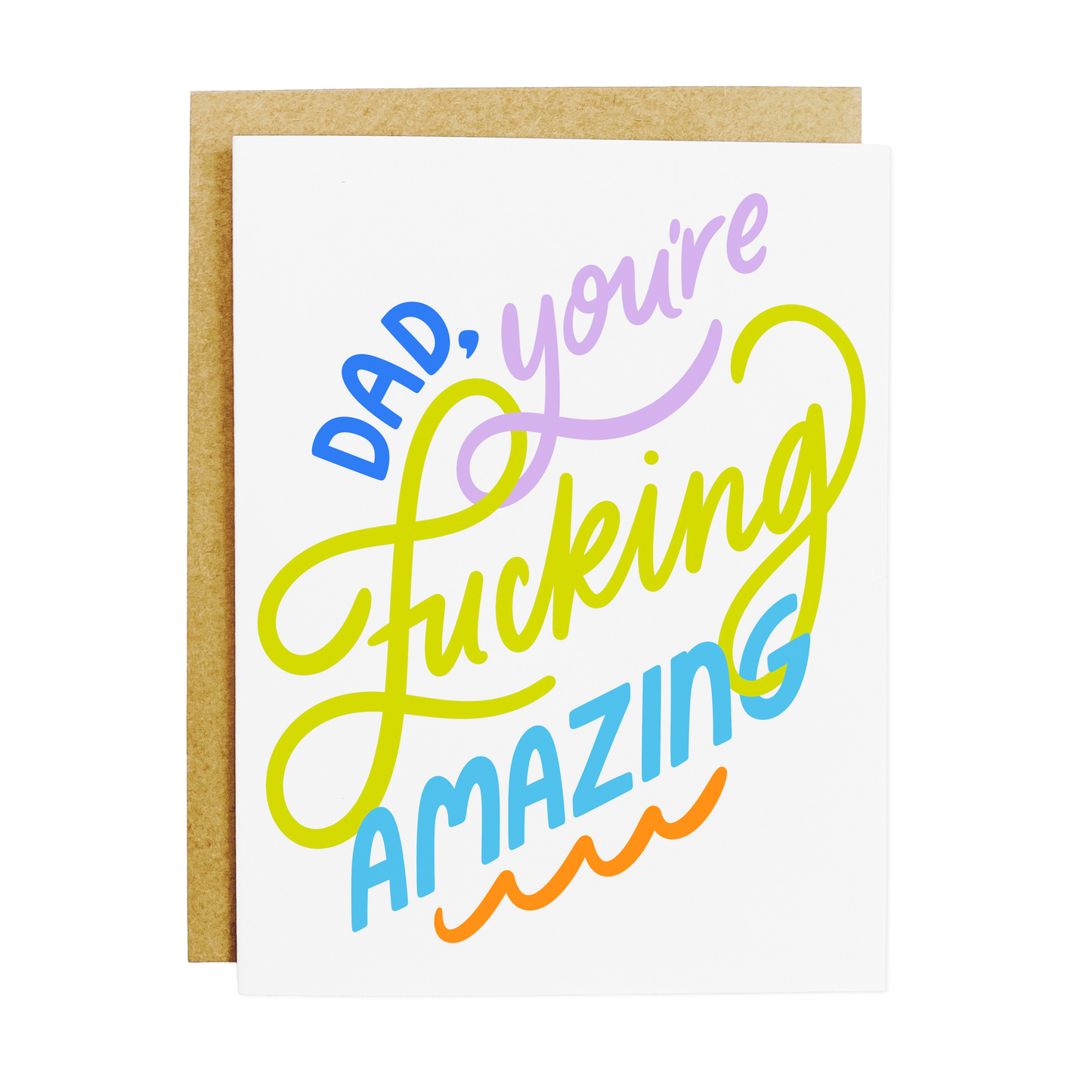 Father's Day card with 'Fucking Amazing Dad' bold appreciation text