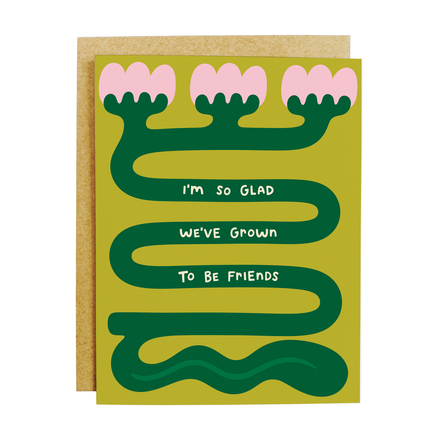 Friendship card with 'Grown To Be Friends' plant growth metaphor