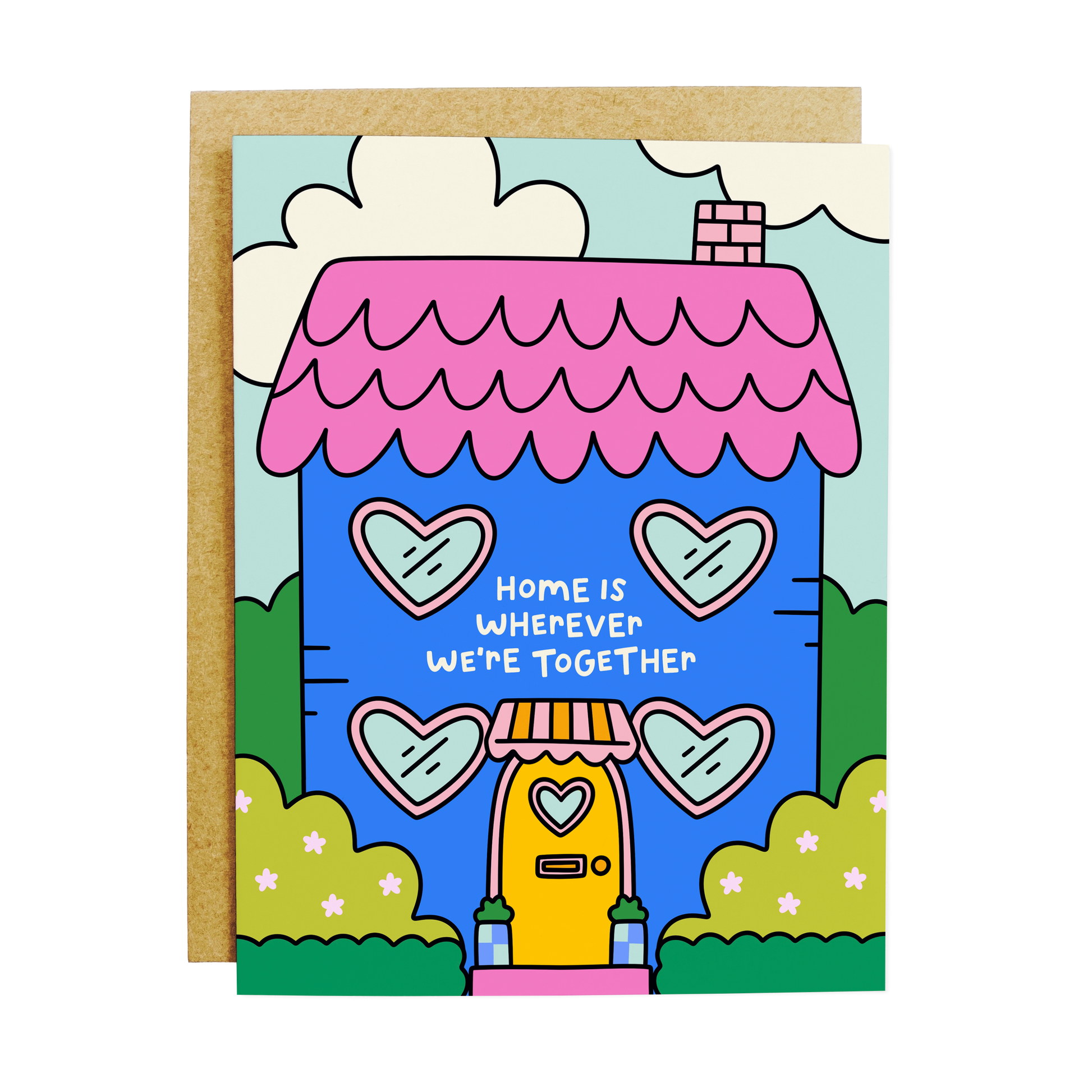 Family card with 'Home Is Where We're Together' love message