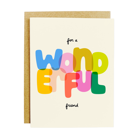 Friendship card with 'Wonderful Friend' gratitude message