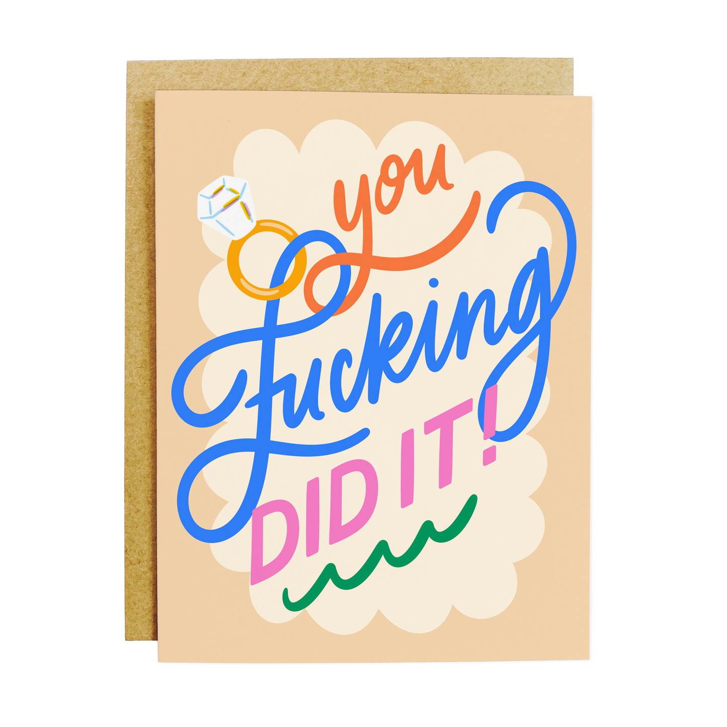 Wedding congratulations card with 'You're Fucking Married' bold celebration