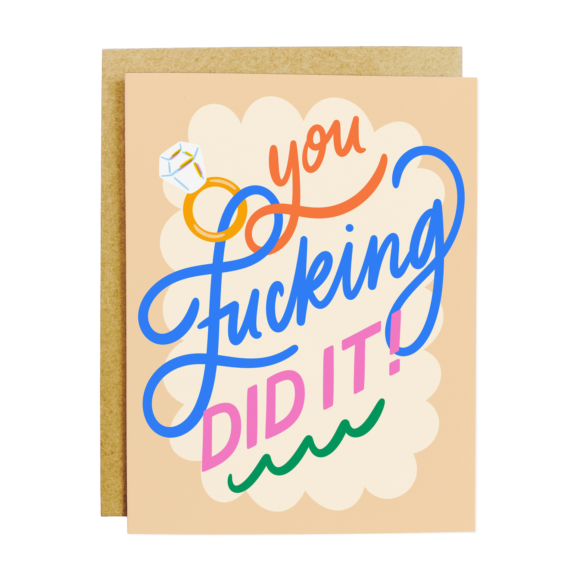 Wedding congratulations card with 'You're Fucking Married' bold celebration