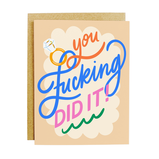 Wedding congratulations card with 'You're Fucking Married' bold celebration