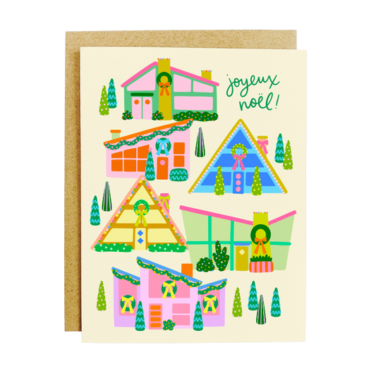 Putz House Holiday Card - Vintage Christmas Village Greeting Card