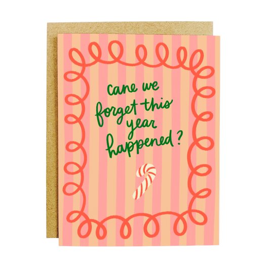 Cane We Forget This Year Card - Funny Christmas Greeting Card