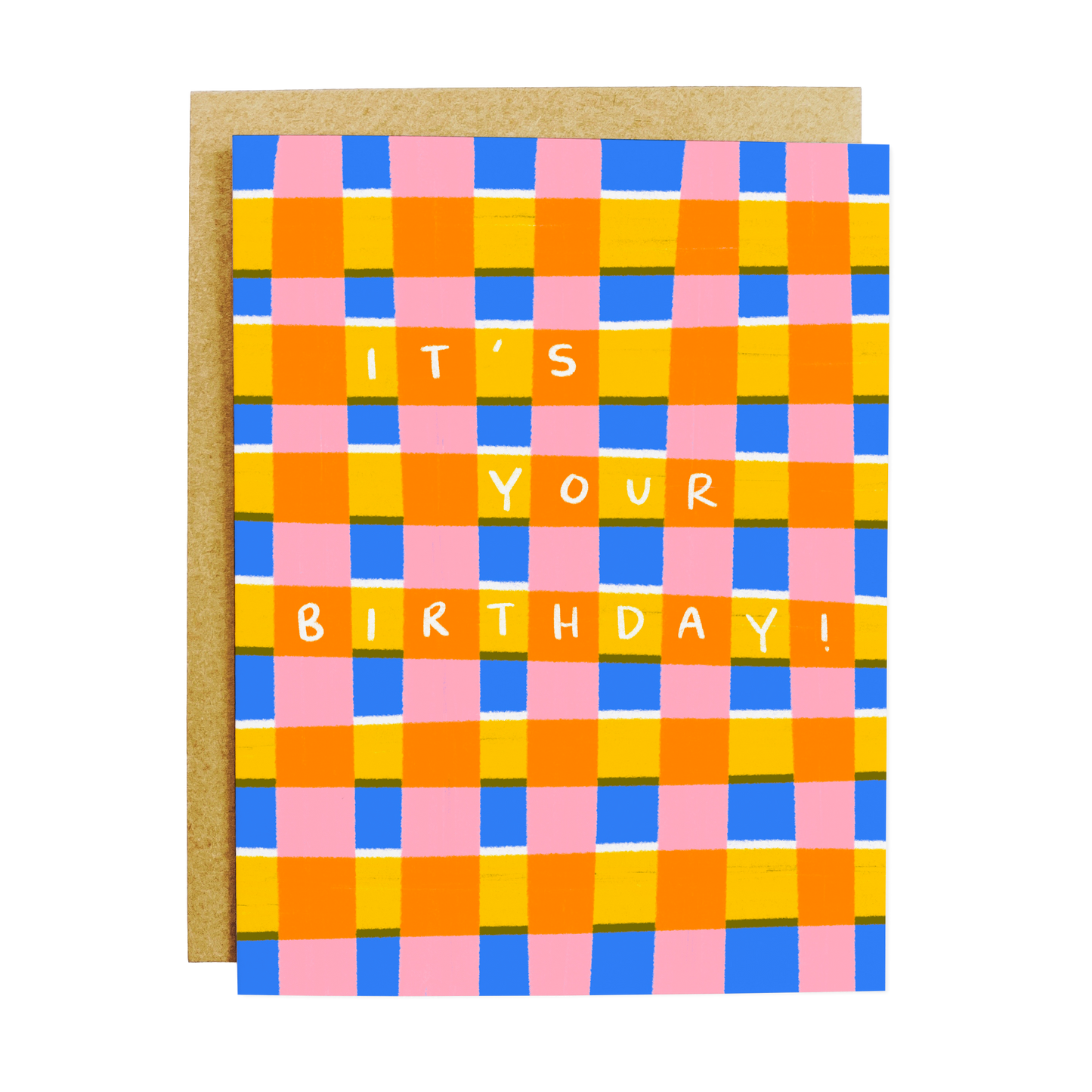 It's Your Birthday Bright Plaid Greeting Card