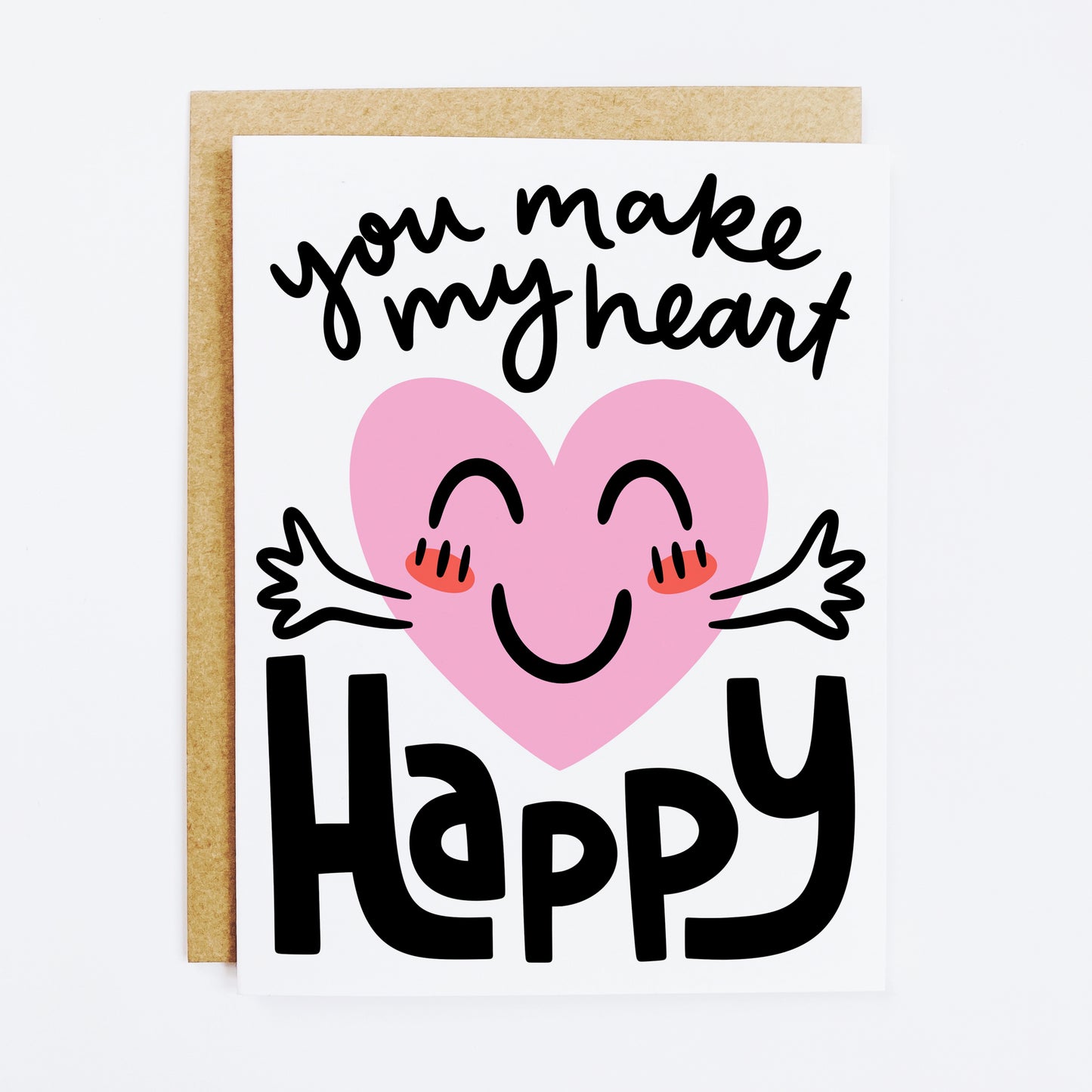 Joyful card with 'Heart Happy' love and happiness message