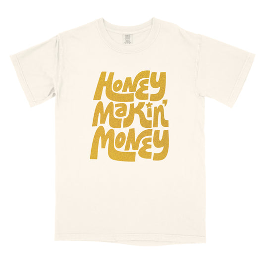 Entrepreneurial t-shirt with 'Honey Makin' Money' motivational business text