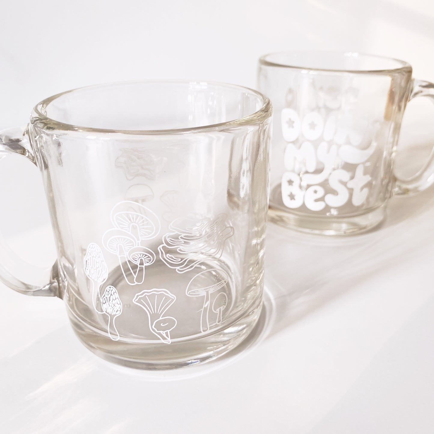 detail view of mug with native mushroom illustration design