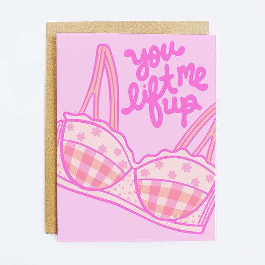 Supportive card with 'You Lift Me Up' encouraging message