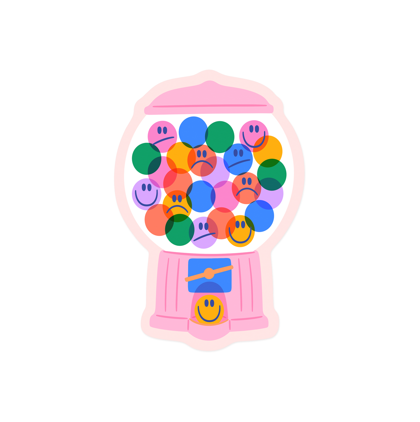 Mental health sticker with emotional gumball machine mood theme