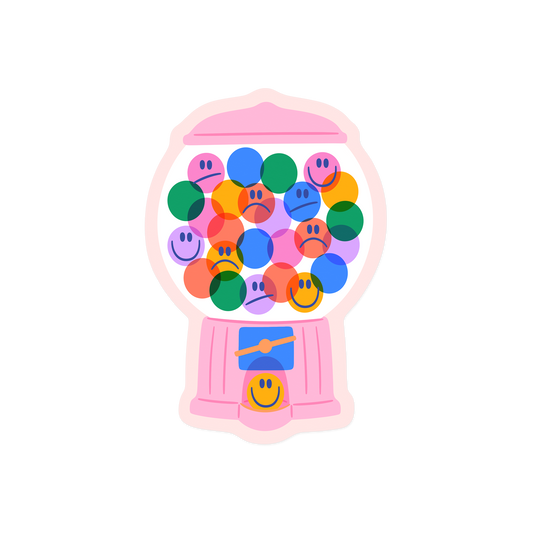 Mental health sticker with emotional gumball machine mood theme