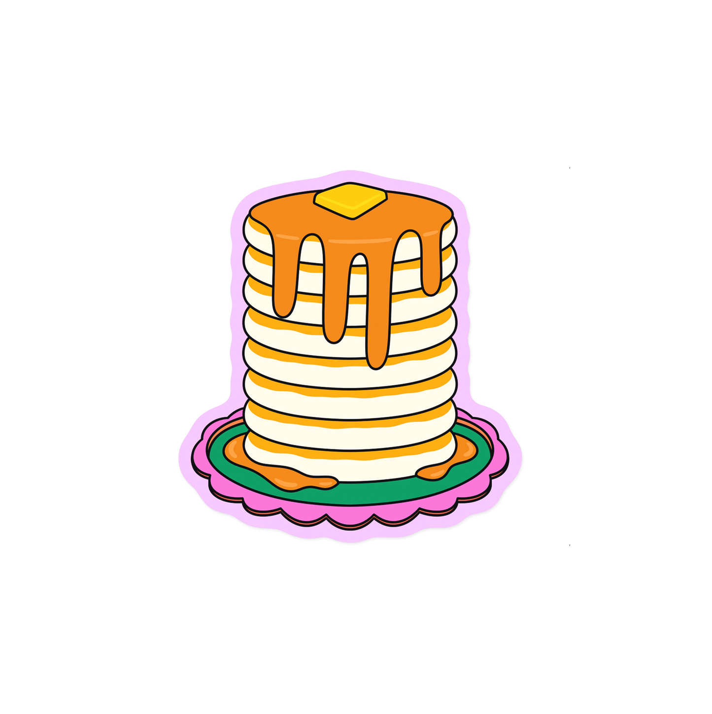 Breakfast sticker with 'Sweet Stack' pancake tower illustration