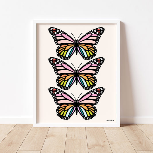 Colorful rainbow butterfly sticker with vibrant wing design